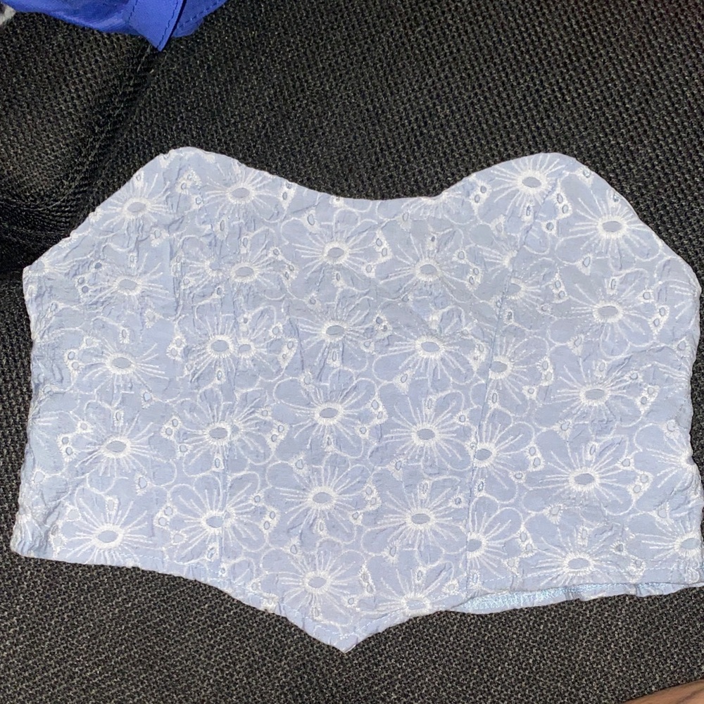 SHEIN Light Blue Floral Lace Top